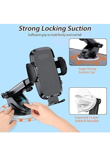 Vantuzlu Telefon Tutucu Otomatik Klipsli Araba Ayarlanabilir Cam ve Torpido Için Yüksek Kalite Tutucu indirimleri