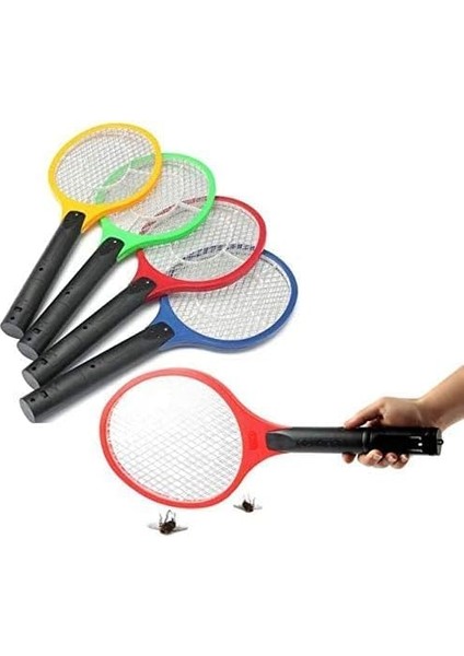 Store Sinek Raketi Sivrisinek Karasinek Öldürücü Raket Haşere Öldüren Elektrikli Sineklik Aleti - Pilli - Mix Renk