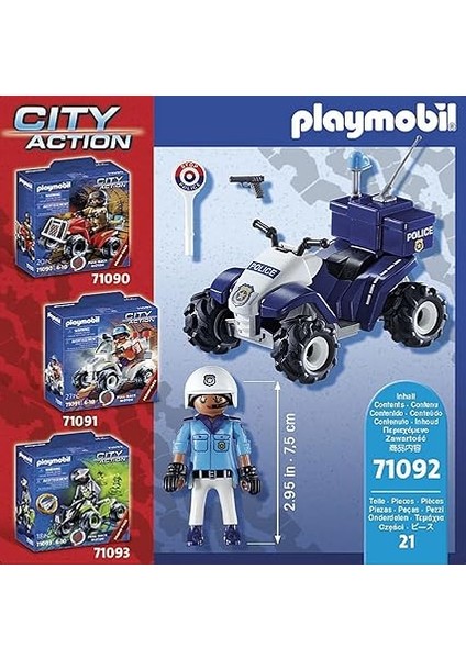 City Action 71092 Polis Dörtçeker Arazi Aracı Geri Çekilebilir Motorlu, Eğlenceli Yaratıcı Rol Yapma Oyunu, Oyun Seti, 4 Yaş ve Üzeri Çocuklar Için Uygun Oyun Seti fırsatları