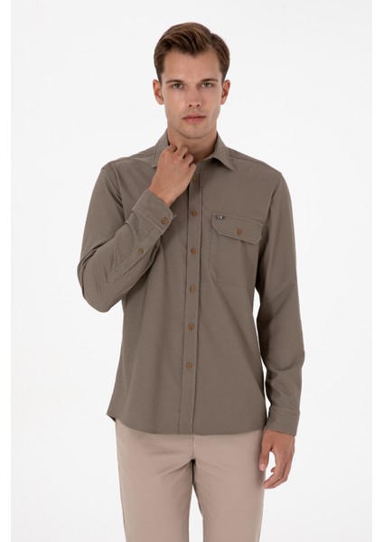 Erkek Haki Gömlek Desenli 50316655-VR027