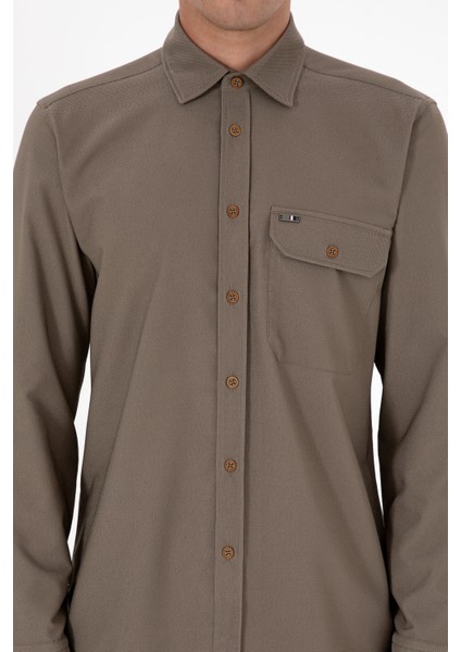 Erkek Haki Gömlek Desenli 50316655-VR027