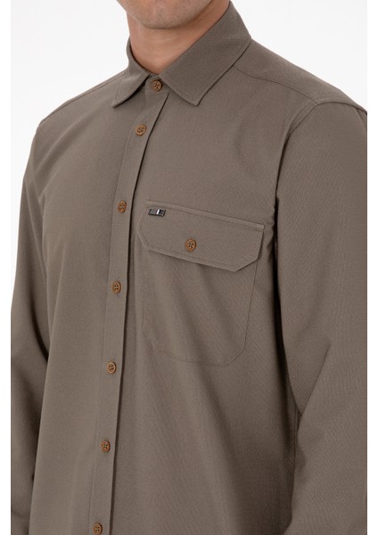 Erkek Haki Gömlek Desenli 50316655-VR027