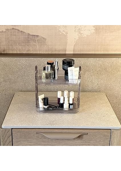 Katlı Makyaj Organizeri Kozmetik Aksesuar Düzenleyici Kozmetik Vitrini (Duman Gri) fırsatları