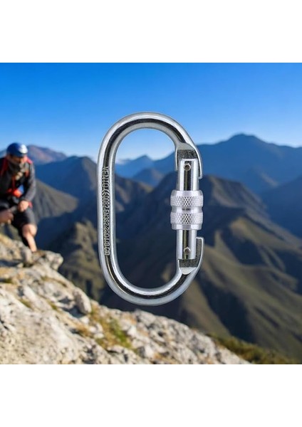 Oval Karabina Kilitli 10 mm Kanca Paslanmaz Çelik Kilit Tırmanma Kamp Ekipman Tırmanış Ip Askı Kilid