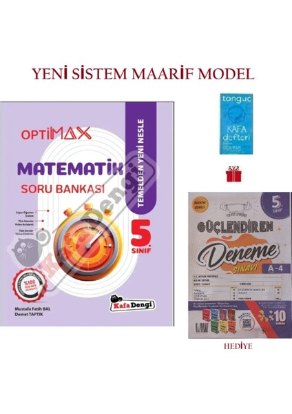 5. Sınıf Optimax Matematik Soru Bankası (2025 Maarif Müfredatı)+Deneme+Kafa Defteri