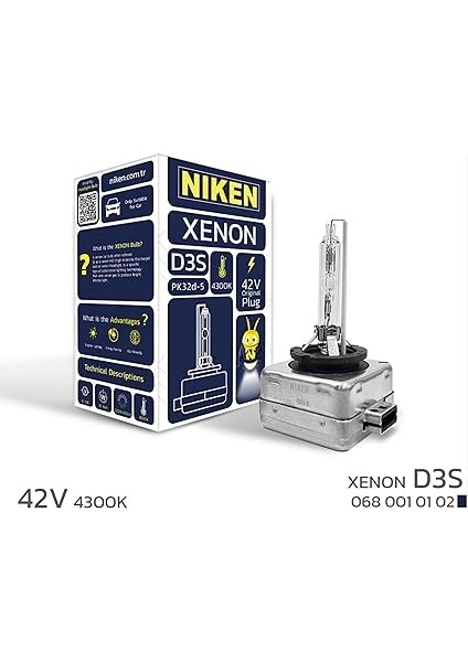 D3S 6000K Beyaz Xenon Far Ampulü, 42V, 35W, PK32D-5, 6000K fiyatları
