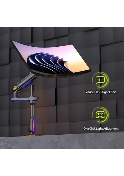 Bayou G80-GAMING, 2-20 kg Uyumlu, 32INCH-60INCH Aralığında Büyük Ekranlar Için Rgb Aydınlatmalı Oyuncu Monitör Standı modelleri