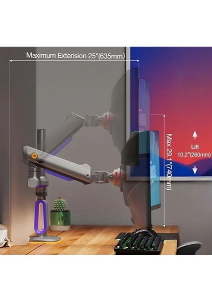 Bayou G80-GAMING, 2-20 kg Uyumlu, 32INCH-60INCH Aralığında Büyük Ekranlar Için Rgb Aydınlatmalı Oyuncu Monitör Standı fırsatları