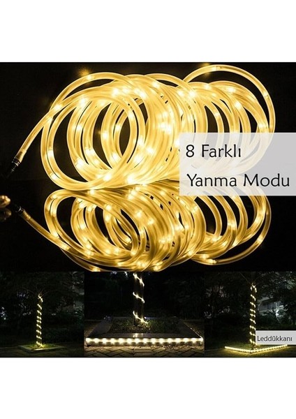 100 LED 10 Metre Sarı Flex Peri LED Işık Güneş Enerjili Solar Bahçe Balkon Ağaç Aydınlatması Solar Tek Ebat indirimleri