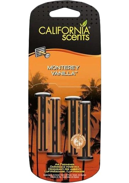 Scents Vent Stick Monterey Vanilla Tatlı Vanilya Parfümlü Kalorifer Geçme Koku 4'lü Set