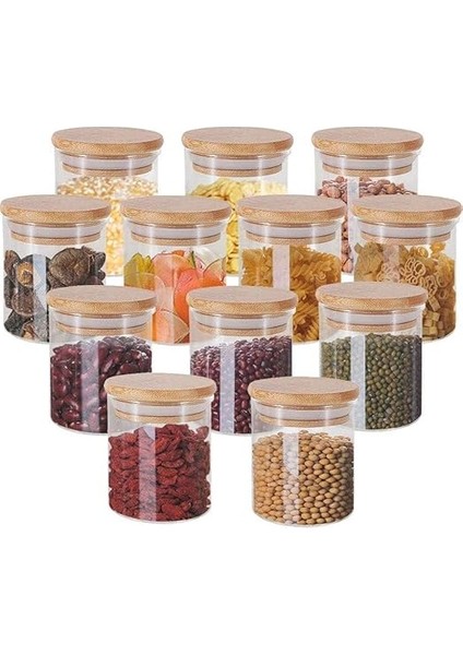 6'lı Bambu Kapaklı Cam Baharatlık Seti 200ML, Borosilikat Bambu Kapaklı Cam Baharat Takımı modelleri