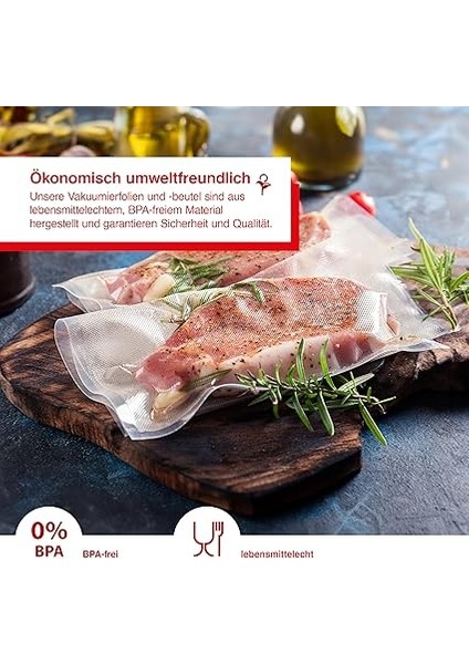 Vakumlama Torbası 50 Adet – 20 x 30 cm – Derin Soğutma/vakumlu Pişirme – Yeniden Kullanılabilir indirimleri