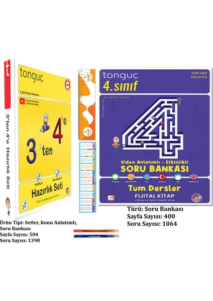 4. Sınıf 3'ten 4'e Hazırlık Seti ve Tüm Dersler Video Anlatımlı - Etkinlikli Soru Bankası