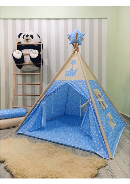 Çocuk Oyun Çadırı Minderli ve Sabitleme Mekanizmalı - Mavi