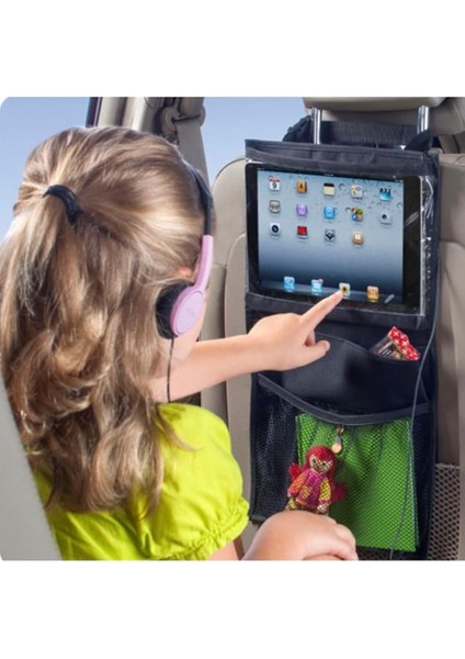 Araç Koltuk Arkası Tablet Tutucu 3 Cepli Eşya Düzenleyici Organizer