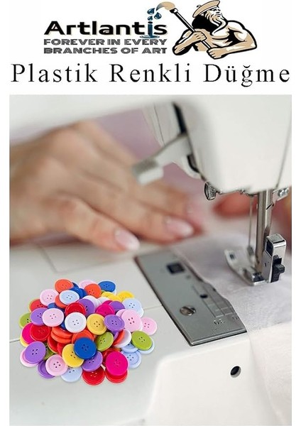 cm 50 Li 1 Paket 18 mm Plastik Renkli Düğme Dikiş Parlak Yuvarlak 4 Delikli Düğme Etkinlik Okul indirimleri