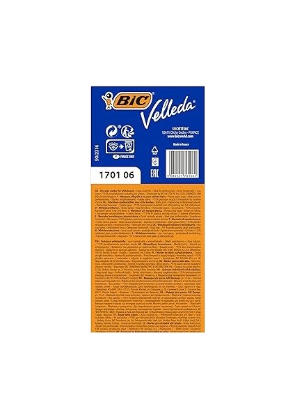 Velleda 1701 Eco Yuvarlak Uçlu Beyaz Tahta Kalemi, Mavi, 12'li Kutu, Kolay Silinebilen Mürekkep, Sabit Yuvarlak Uç fiyatları