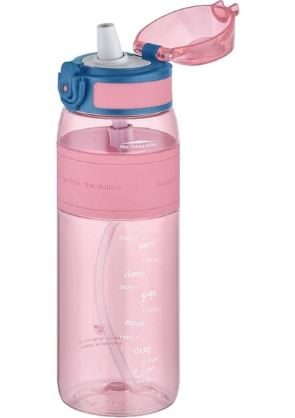 Fiftyfifty Pipetli(Isırılamaz) 600 ml Silikon Gövde Tritan Su Matarası