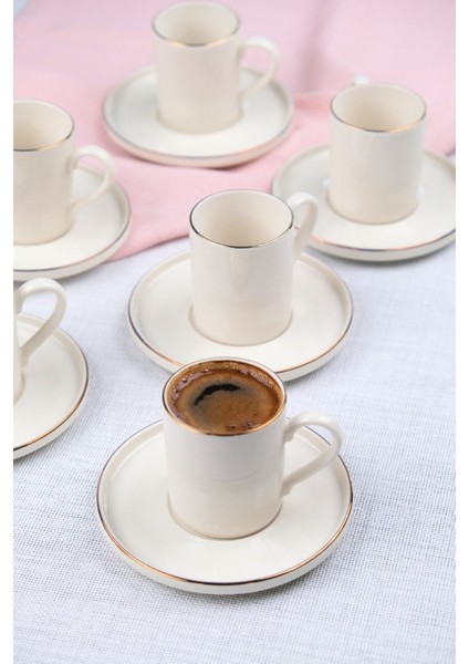 Porselen Altın Yaldız Kahve Fincan Takımı Kelebek 90CC 6 Kişilik 12 Parça