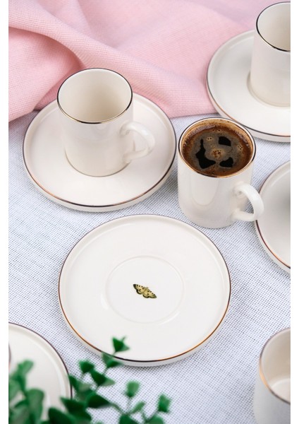 Porselen Altın Yaldız Kahve Fincan Takımı Kelebek 90CC 6 Kişilik 12 Parça fiyatları