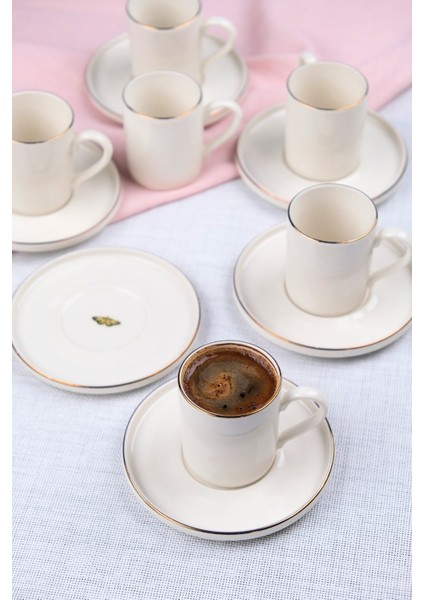 Porselen Altın Yaldız Kahve Fincan Takımı Kelebek 90CC 6 Kişilik 12 Parça modelleri