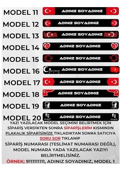 Kişiye Özel Her Araca Uygun Isimli Plakalık 2 Adet modelleri