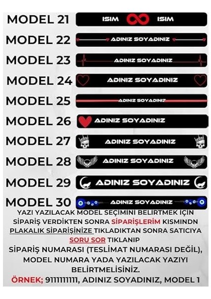 Kişiye Özel Her Araca Uygun Isimli Plakalık 2 Adet fırsatları