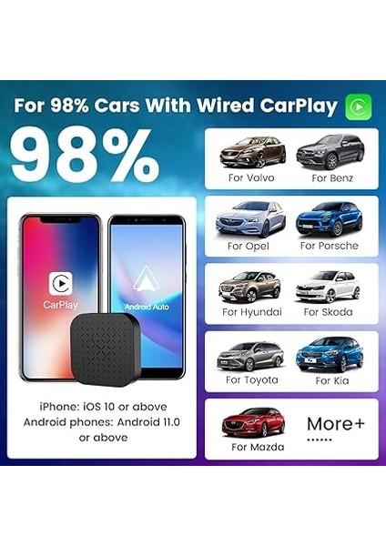 Ai Box Android 11, Kablosuz/wireless Carplay &amp; Android Auto, Google Playstore, Netflix, Youtube Destekli Android Box indirimleri