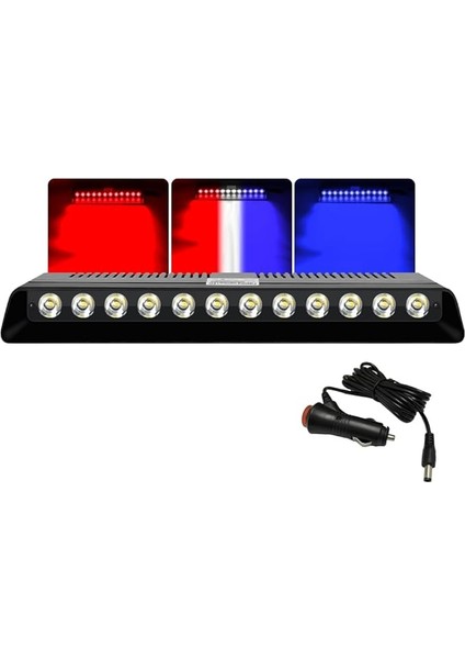Beyaz Mavi 14 Mod 12 LED Flaş Araç Iç Dış Panel Çatı Ön Arka Cam Oto Çalışma Lambası S12 Işık Çubuğu Spot Vantuzlu Çakmaklık Girişli Acil Ikaz Sinyal Polis Çakar Gece Gündüz Çalışan Lamba