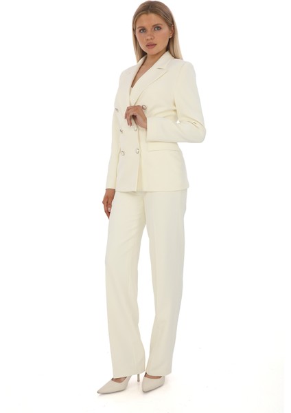 Kruvaze Kapama Ithal Metal Düğmeli Ceket ve Boru Paça Pantolon Krep Takım fiyatları