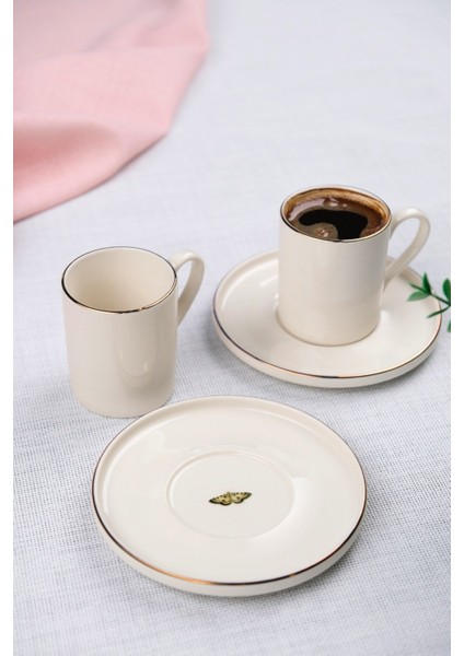 Porselen Altın Yaldız Kahve Fincan Takımı Kelebek 90CC 2 Kişilik 4 Parça modelleri