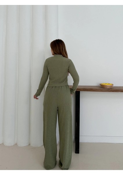 Balıkçı Yaka Örme Alt Üst Takım Mint modelleri