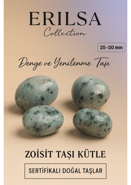 Sertifikalı Yeşil Zoisit (Green Zoisite) Taşı Kütle 25–30 mm – Denge ve Yenilenme Taşı
