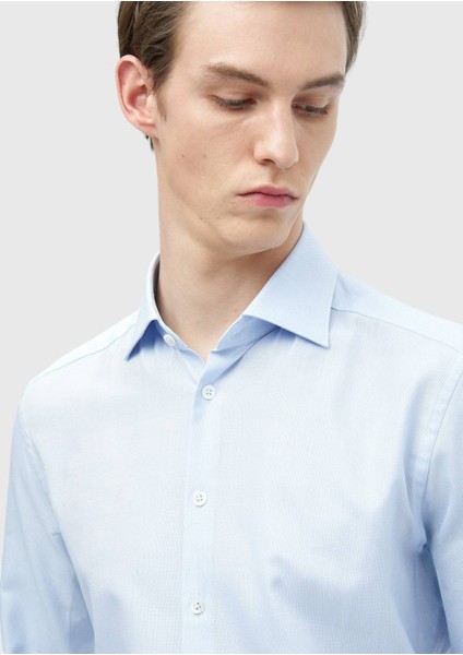Mavi Düz Regular Fit Dokuma Klasik %100 Pamuk Gömlek modelleri