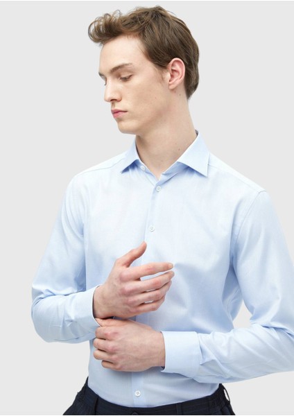 Mavi Düz Regular Fit Dokuma Klasik %100 Pamuk Gömlek fırsatları