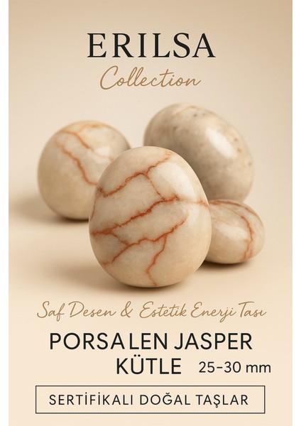 Sertifikalı Porselen Jasper Taşı Kütle 25–30 mm – Estetik Desen ve Denge Taşı