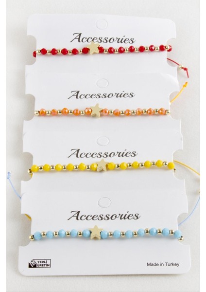 Yıldız Kristal Makrome Ip Bileklik