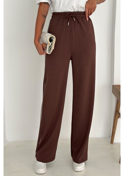Kadın Lastikli Bel Bağcıklı Bol Paça Pantolon – Rahat & Minimal Stil modelleri