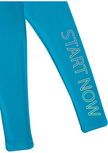 Koyu Turkuaz Kız Çocuk Start Now Baskılı Şardonlu Tayt fiyatları