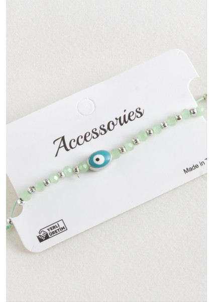 Oval Nazar Kristal Makrome Ip Bileklik 1 cm indirimleri