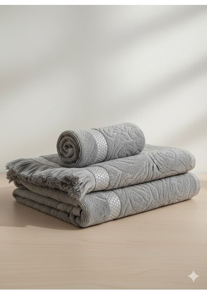 Orkidem Banyo Havlusu - Saç Havlusu Dörtlü Set 100x150 50x90 Antrasit Beyaz takım fiyatları