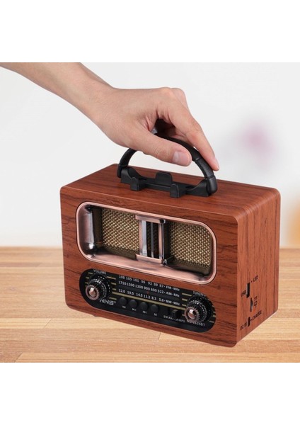 Büyük Boy Retro, Nostaljik, Ahşap Tasarım Bluetooth Hoparlörlü, Şarjlı, Taşınabilir Fm/am Destekli Radyo NS-6635 (5051) fırsatları