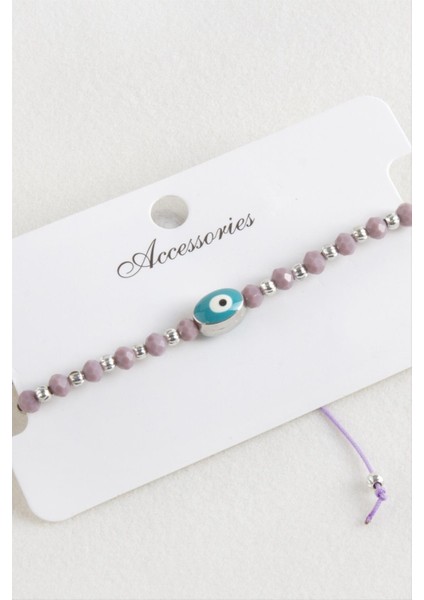 Oval Nazar Kristal Makrome Ip Bileklik 1 cm fırsatları