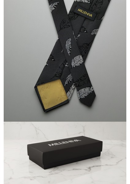 Tüy Desen Gri Kravat & Mendil modelleri