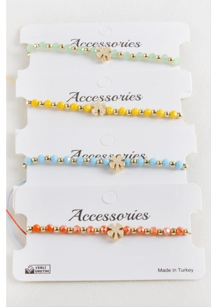 Yonca Kristal Makrome Ip Bileklik