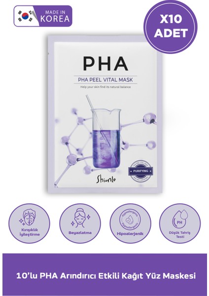Hassas Ciltlere Nem ve Yumuşaklık, Nazik Temizlik ve Onarım Etkili Pha Kore Kağıt Yüz Maskesi 10'lu