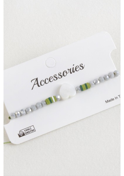 Kalp Sedef Kristal Makrome Ip Bileklik modelleri