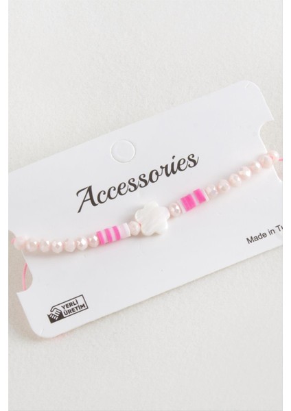 Çiçek Sedef Kristal Makrome Ip Bileklik