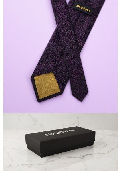 Retro Desen Mor Kravat & Mendil modelleri