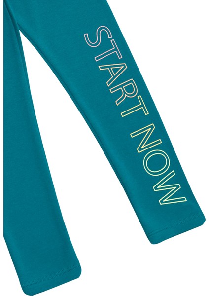 Koyu Petrol Kız Çocuk Start Now Baskılı Şardonlu Tayt fiyatları